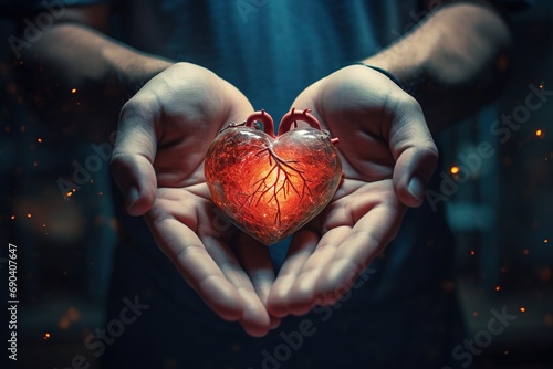 heart in mans hand illness Cardiovascular diseases photo