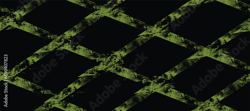 Rhombus grunge pattern. Geometric textured background. Paint grungy brush strokes seamless ornament. Textured geometrical vector background