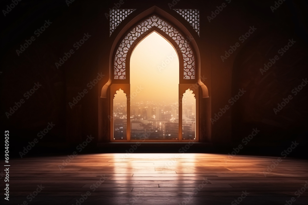 Obraz premium 3d illudtration of amazing architecture design of muslim mosque ramadan concept