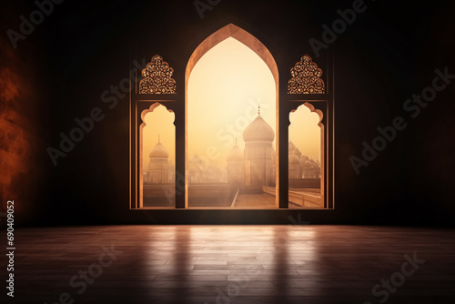3d illudtration of amazing architecture design of muslim mosque ramadan concept photo