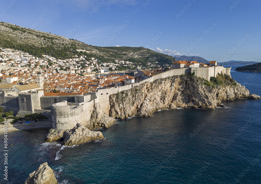 Landscape of Dubrovnik fortification wall and old city