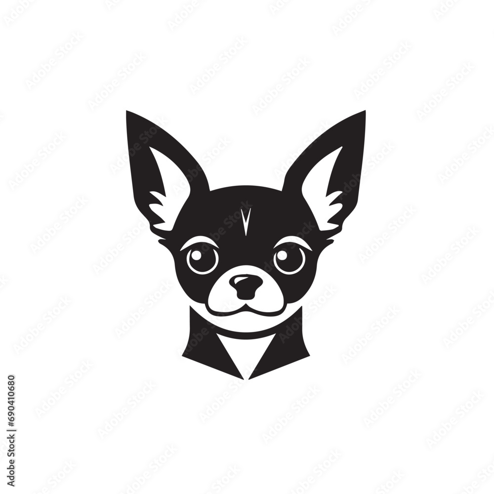 Chihuahua in cartoon, doodle style. Isolated 2d vector illustration in logo, icon, sketch style, Eps 10, black and white. AI Generative