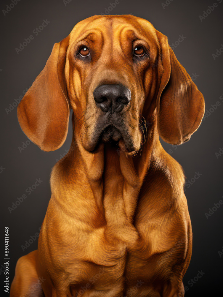 Bloodhound Dog Studio Shot Isolated on Clear Background, Generative AI