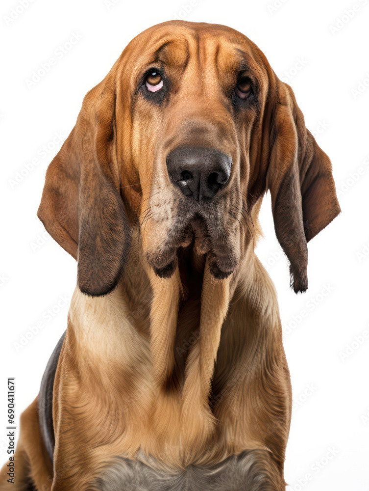 Bloodhound Dog Studio Shot Isolated on Clear Background, Generative AI