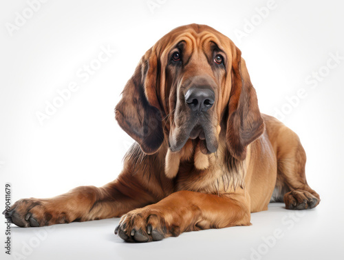 Bloodhound Dog Studio Shot Isolated on Clear Background  Generative AI