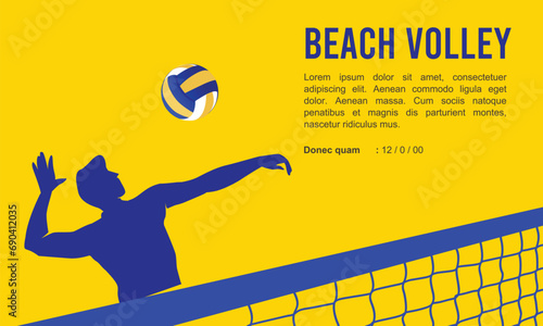 Bright vector editable beach volleyball player in action for any graphic background	