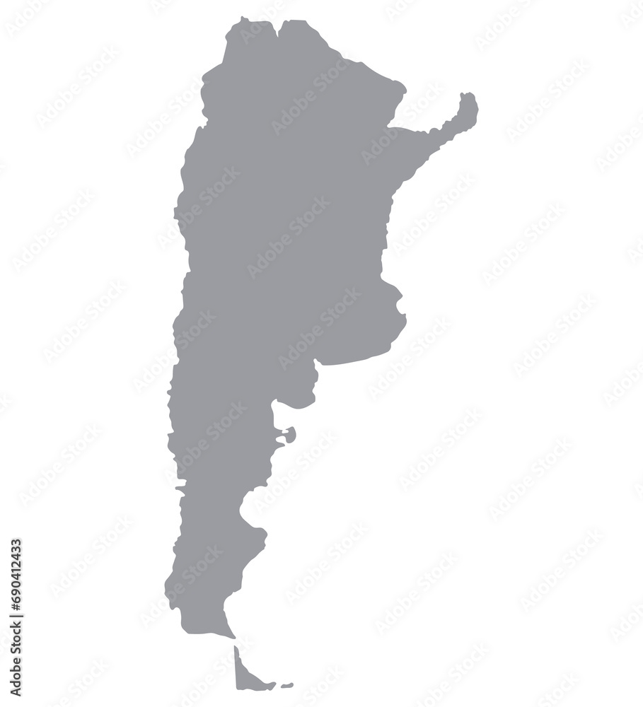 Fototapeta premium Argentina map. Map of Argentina in grey color