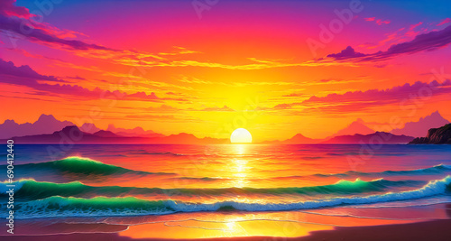美しい海岸の夕日