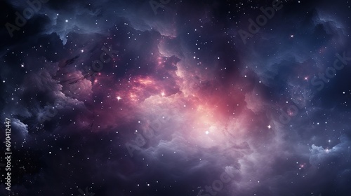 A nebula that is both majestic and tranquil  with a cluster of stars in the background