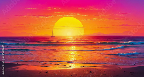 海に沈む太陽 photo