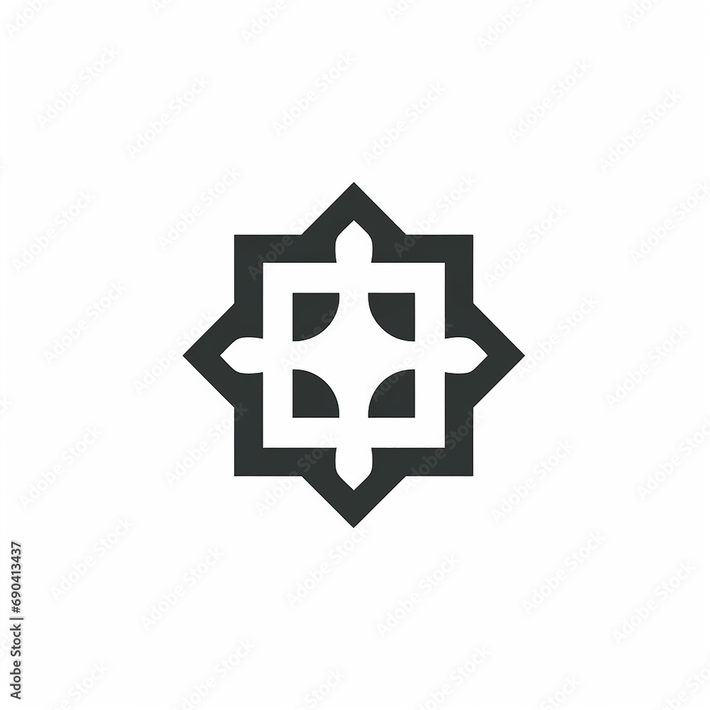 Islamic logo, simple, vector, De Stijl, does not use realistic images and text 