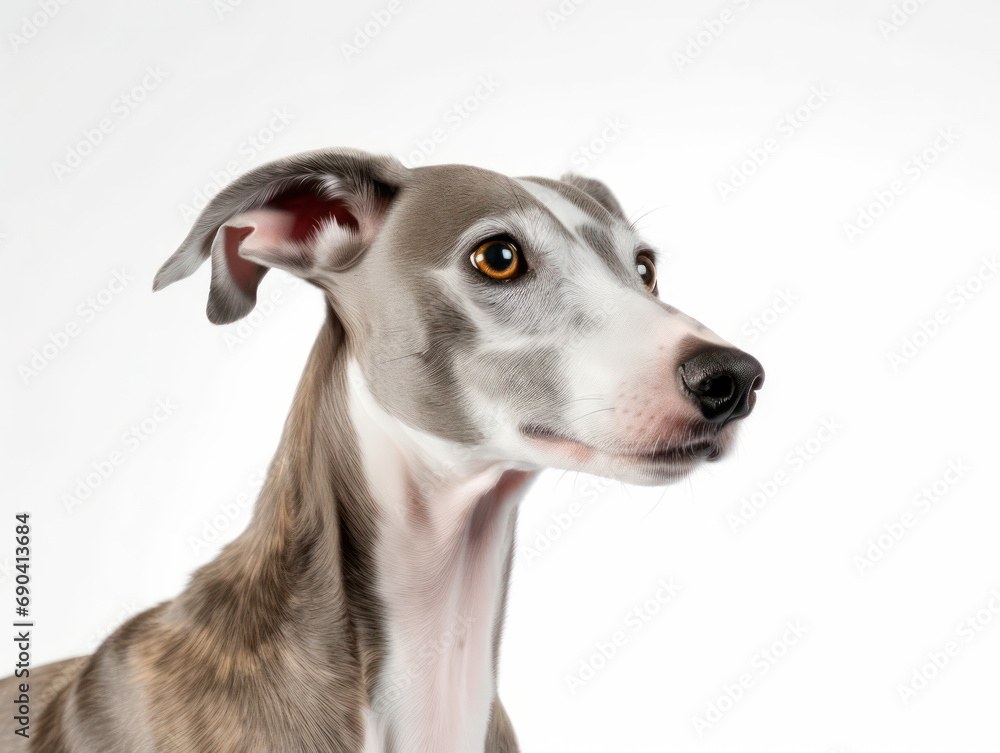 Whippet Dog Studio Shot Isolated on Clear Background, Generative AI