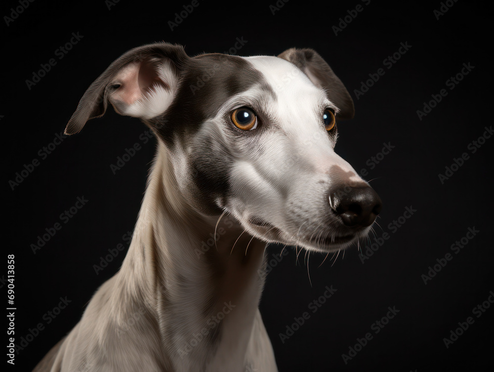 Whippet Dog Studio Shot Isolated on Clear Background, Generative AI