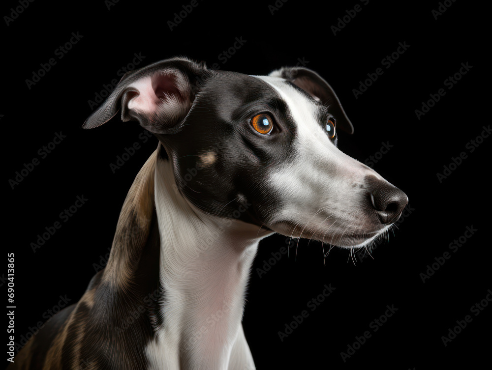 Whippet Dog Studio Shot Isolated on Clear Background, Generative AI Whippet Dog Studio Shot Isolated on Clear Background, Generative AI