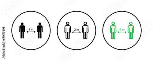 Social distance icon set. social distancing icon. self quarantine sign