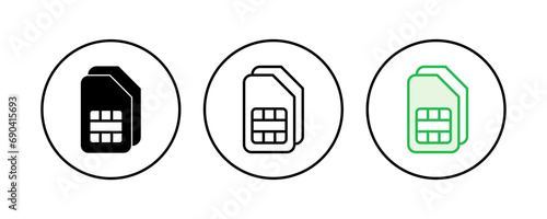 Sim card icon set. dual sim card icon vector