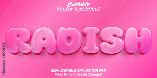 Radish Vector Text Effect Editable Alphabet Vegetable Pink Sweet