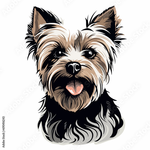 Yorkshire Terrier in cartoon  doodle style. Isolated 2d vector illustration in logo  icon  sketch style  Eps 10. AI Generative