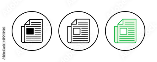 Newspaper icon set. news paper vector sign