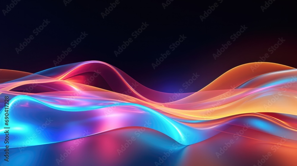 3D rendering, abstract background with multicolored spectrum. Bright neon lights and glowing sea wave lines and flowing cable connections. 3D rendering, abstract background with multicolored spectrum. Bright neon lights and glowing sea wave lines and flowing cable connections.