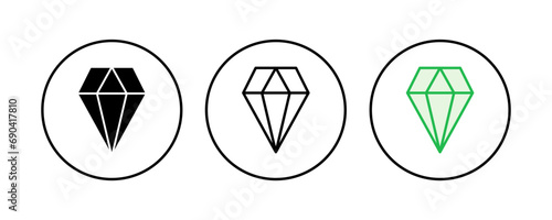 Diamond icon set. diamond gems vector icon.