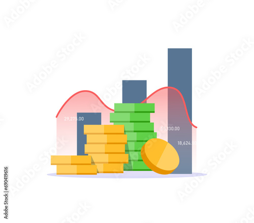 financial data concept or investment market profit bar and success market stock technology currency report