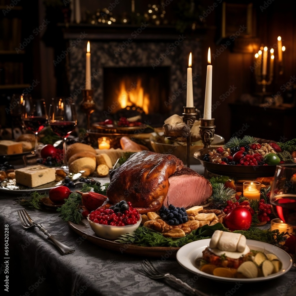 christmas dinner table, Generative AI christmas dinner table, Generative AI