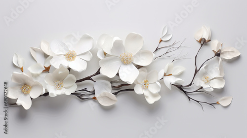 Photo white flowers on a white background.beautiful