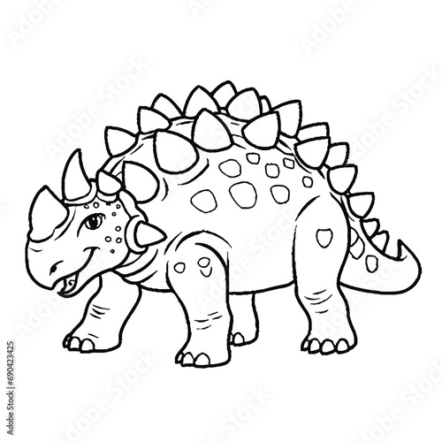 Ankylosaurus Dinosaur Coloring Page Illustration