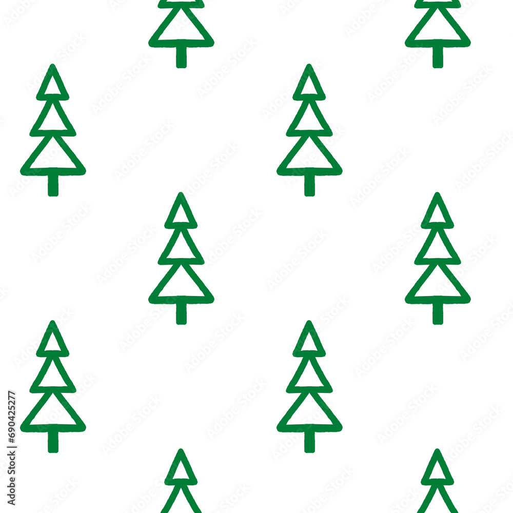 Christmas background with green trees on a white background. Seamless pattern.For textiles, gift wrapping. Christmas background with green trees on a white background. Seamless pattern.For textiles, gift wrapping.