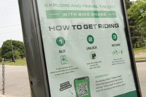 toronto rent a bike of e-bike billboard with instructions on how to use the service photo