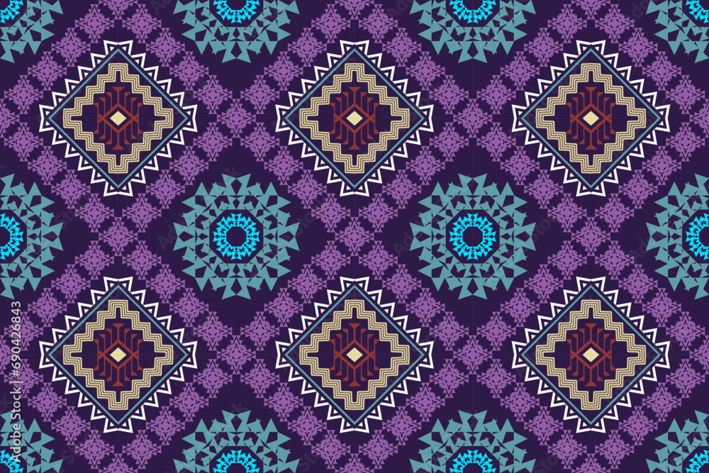 Ethnic ikat aztec embroidery style.Figure Geometric oriental traditional art pattern.Design for ikat background,wallpaper,fashion,clothing,wrapping,fabric,element,sarong,graphic,vector illustration.