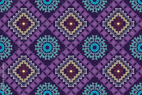 Ethnic ikat aztec embroidery style.Figure Geometric oriental traditional art pattern.Design for ikat background,wallpaper,fashion,clothing,wrapping,fabric,element,sarong,graphic,vector illustration.