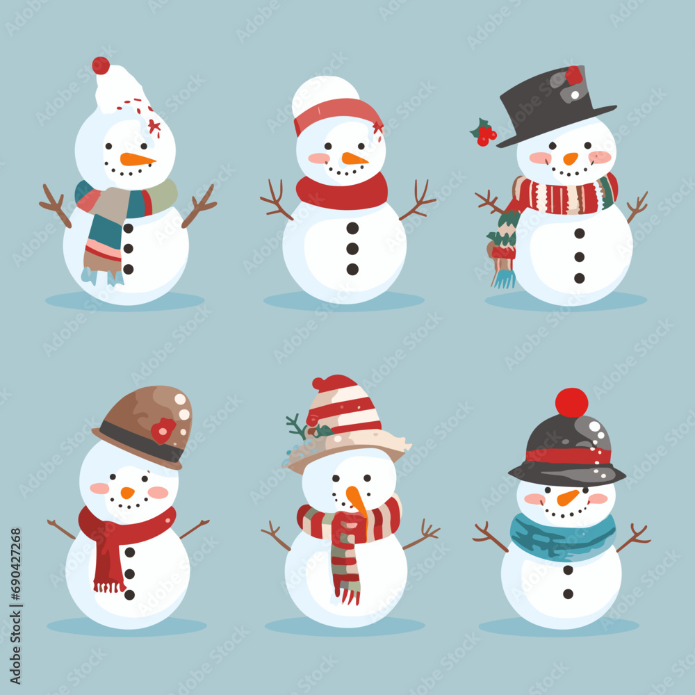 snowman on a blue background