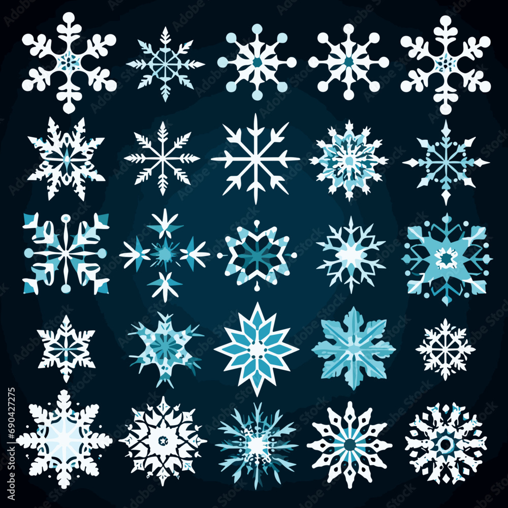 set of snowflakes set of snowflakes