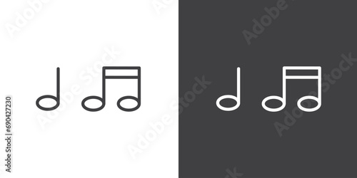 Icon line of musical notes vector illustration on black and white background.