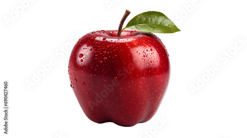 Morning Freshness: Dew-Kissed Red Apple on Transparent Background