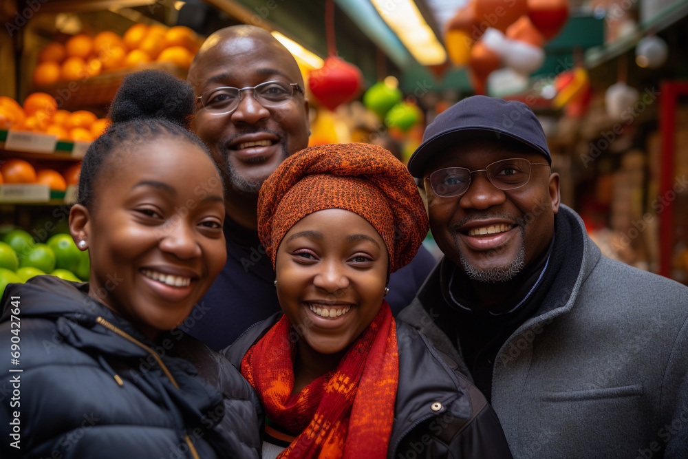 Family happy during shopping in market Family happy during shopping in market