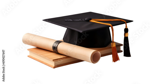 Commencement Pride: Graduation Cap and Diploma Symbolizing Achievement