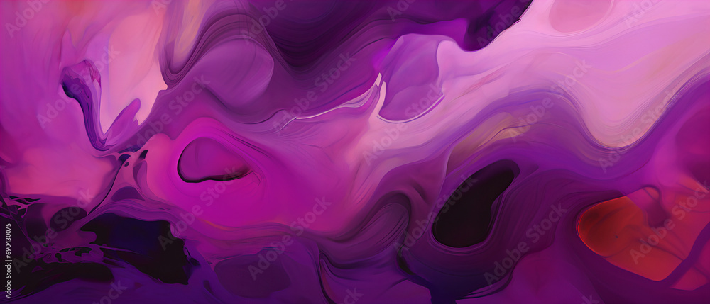 A vibrant and energetic display of hues as purple and pink swirls dance in a sea of magenta, creating a dreamy and abstract painting that captures the essence of colorfulness and evokes feelings of w