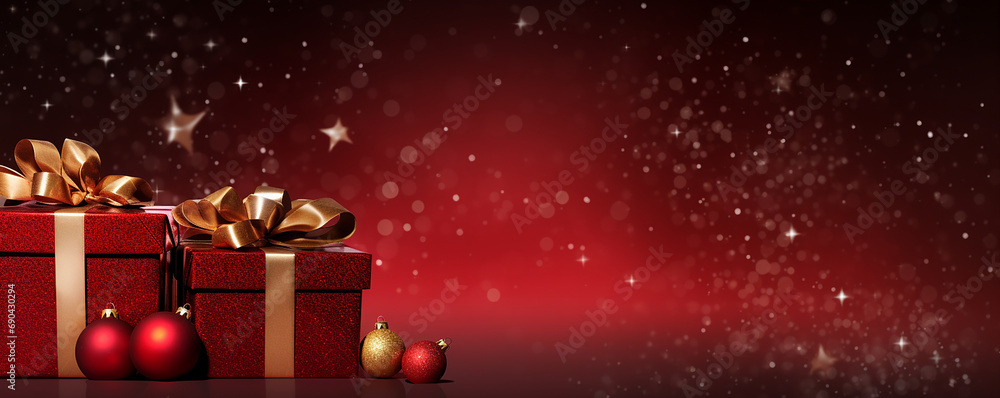 Winter background with Christmas gifts for Black Friday. New Year header for a website. Winter background with Christmas gifts for Black Friday. New Year header for a website.