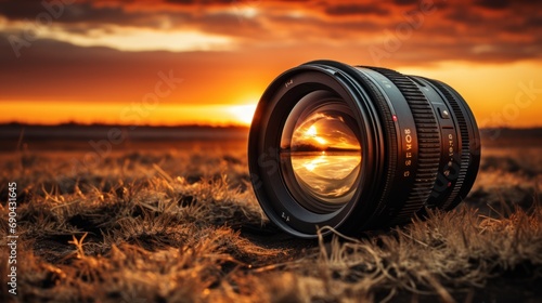 A Camera lenses and landscape photography photo
