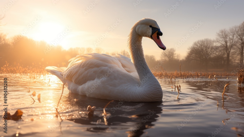 Mute swan in the morning light Mute swan in the morning light
