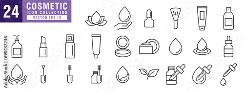 Vector of cosmetic icon set, cream, skincare, serum, acid, beauty, product, vector EPS 10.