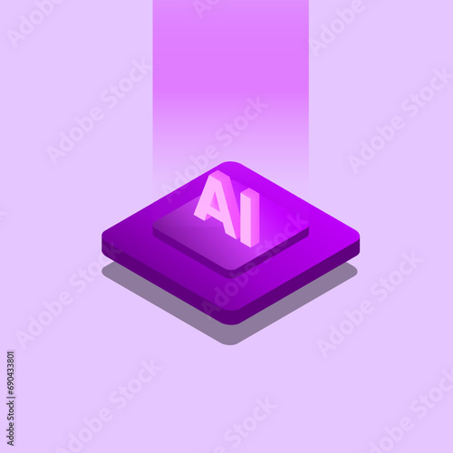 Illustration vector graphic of isometric artificial intelligence purple.