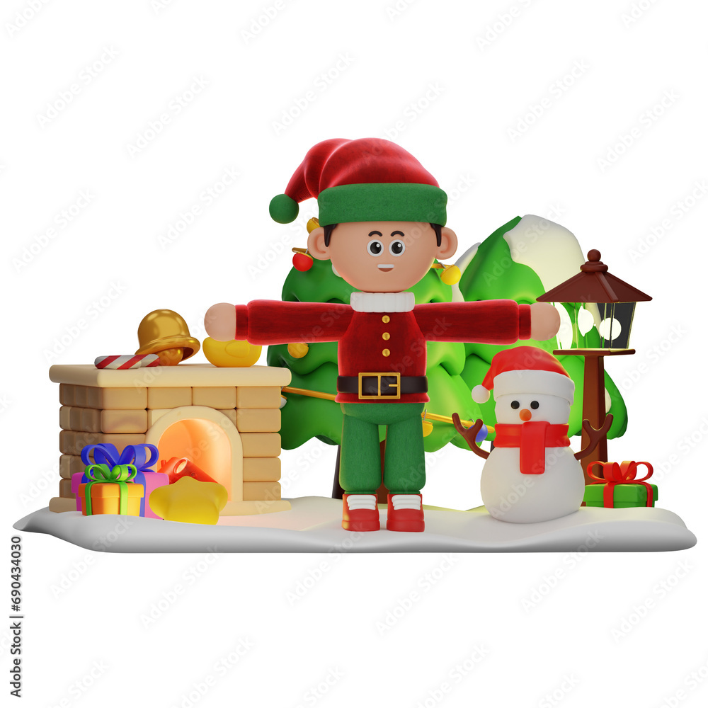 3d boy character christmas T pose 3d boy character christmas T pose