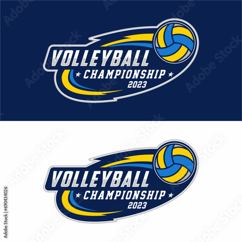 Volleyball club logo, Volleyball tournament emblems template. Sport team identity, E-Sport badge design vector illustrations
