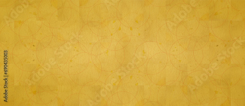 日本伝統の金の和紙素材に丸型デザインのワイド背景素材