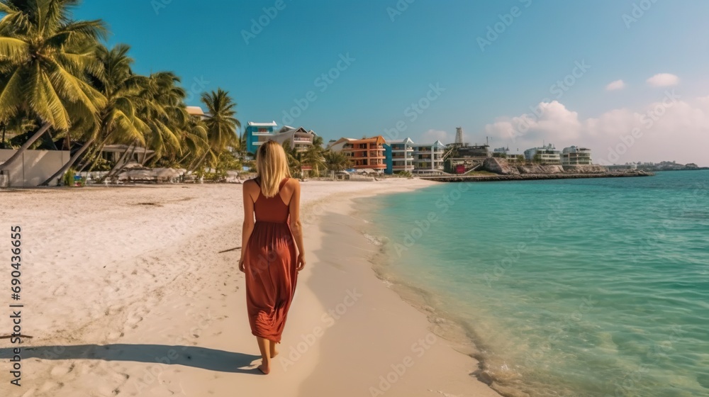 Woman walking on the beach 