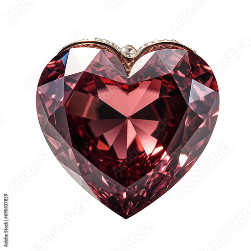 A heart shaped gem on a transparent background. Generative AI. 